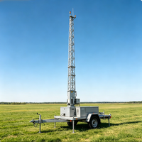 Mobile Emergency Portable Galvanized Telescopic Truss Mast Disaster Rescue Temporary Trailer Mounted Communication Tower 40M/S