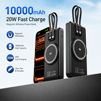 Chargeur sans fil magnétique ultra-fin portable 20W 10000 mAh avec câbles, charge rapide, écran LED, batterie externe, kit de batterie externe pour téléphone