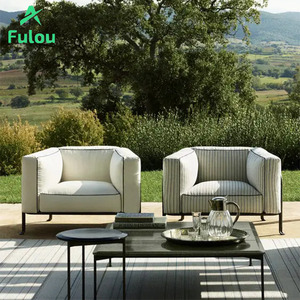 Sofá de <span class=keywords><strong>Exterior</strong></span> Moderno y Duradero de Aluminio, Resistente al Agua, con Cojín Cómodo, Sillón de Jardín <span class=keywords><strong>para</strong></span> Patio, Villa, Hotel - Product Image 3