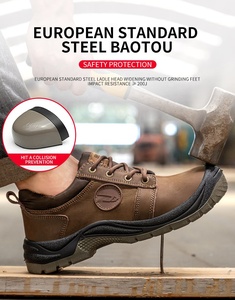 Scarpe Antinfortunistiche Unisex di Marca con Tomaia in Vera Pelle di Vacchetta, Impermeabili, con Lacci e Punta in Acciaio per Lavoro in Fabbrica e Miniera - Product Image 5