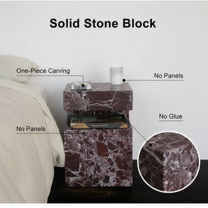 Tavolino da Caffè Contemporaneo in Marmo Massiccio, Comodino in Pietra Robusta, Arredamento Minimalista per la Casa - Product Image 2