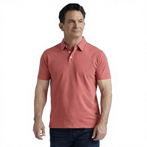 เสื้อโปโลแขนสั้นผู้ชาย สีคอรัล ผ้าฝ้ายอ๊อกซ์ฟอร์ด ระบายอากาศได้ดี สวมใส่สบาย ทรงปกติ สีพื้น ดีไซน์ทอ - Product Image 1