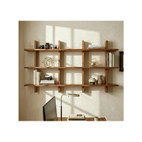 Étagère murale flottante en bois massif, finition noyer, lot de 2 de la même couleur