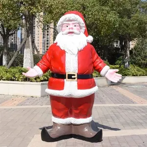 christmas cartoon ornament snowman Santa Claus garden modern large art outdoor kindergarten real size fiberglass sculpture decor