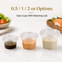 Mini coupelles rondes à sauce avec couvercles, portions de sauce soja 0,5oz/1oz/2oz, transparentes en PP/PET pour sushi, salade, sauce poke, Chine