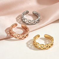 Bague d'orteil ouverte en acier inoxydable 316 plaqué or PVD TR014, motif nœud celtique creux, ajustable, bijoux pour femme
