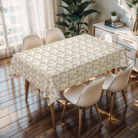 Nappe jetable RNPT en tissu tissé motif feuilles vert crème bleu floral, avec support PU, facile à nettoyer, antidérapante, résistante à l'huile et à l'eau, épaisseur 0,5 mm, pour banquets