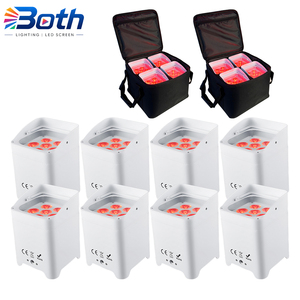 8pcs with 2 bags <b>Wireless</b> Rechargeable LED Par Can 6x18W RGBWA+UV Smart Stage <b>Light</b> for Club and Events - Product Image 1