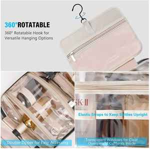 Bolsa de Aseo de Viaje Impermeable con Logotipo Personalizado Rosa, Organizador Elegante para Maquillaje, Cosméticos y Artículos de Aseo Diarios Durante Viajes - Product Image 5