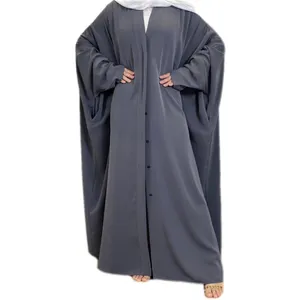 Explosive Solid Colour Tie Button Cardigan Robe Muslim Women Casual Dress Islamic Abaya