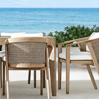 Chaises et ensemble de salle à manger en teck et rotin imperméables pour l'extérieur, pour terrasse, patio, jardins, maisons d'hôtes, villas