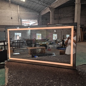 Bán buôn Tùy chỉnh hình chữ nhật khung thép không gỉ Salon gương với ánh sáng đầy đủ chiều dài <span class=keywords><strong>Led</strong></span> Gương - Product Image 3