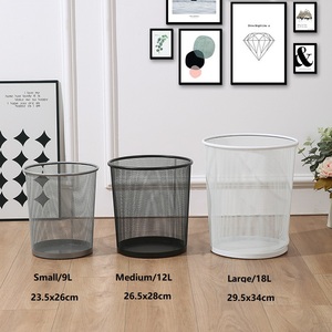 Commercio all'ingrosso nero argento rete metallica bidone della <span class=keywords><strong>spazzatura</strong></span> aperto cesto di stoccaggio per casa ufficio cucina casa ufficio pattumiera <span class=keywords><strong>spazzatura</strong></span> <span class=keywords><strong>spazzatura</strong></span> - Product Image 2