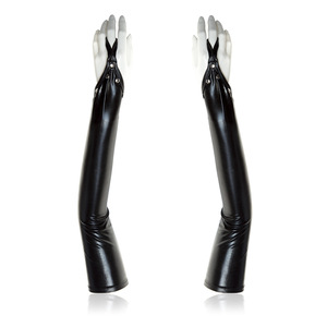 Guantes de cuero charol sexys con dedos descubiertos para adultos, ideales para juegos de pareja, guantes de avión, para actuaciones en discotecas. - Product Image 5