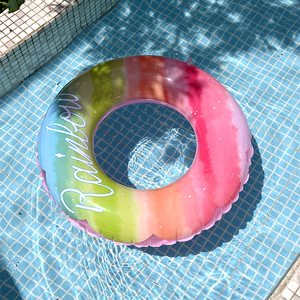 Bouée de natation gonflable à motif floral dégradé pour enfants, flotteur sous-aisselle pour sports aquatiques et piscine, prête à être expédiée - Product Image 2