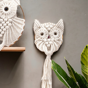 Corde moderne <span class=keywords><strong>en</strong></span> coton tissé à la main hibou <span class=keywords><strong>macramé</strong></span> tenture murale tapisserie Art déco flotteur nature morte motif décor à la maison cadeau - Product Image 5