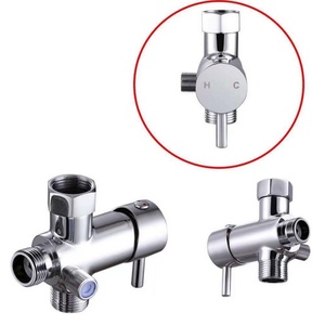 Robinet de toilette 7/8'' en laiton, 4 voies, pour eau chaude et froide, avec adaptateur en T et inverseur, chromé, pour bidet, pulvérisateur shattaf et mélangeur d'eau - Product Image 3