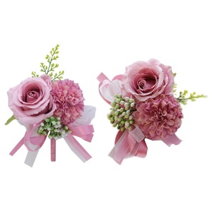 Flores artificiais para casamento ocidental, acessórios de pulseira para homens, flores de champanhe, folhas verdes e donzelas, flores de pulso para dama de honra - Product Image 2