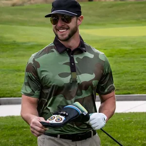 Polo de golf respirant et à séchage rapide, imprimé camouflage, tendance, haute qualité, avec logo brodé personnalisé - Product Image 1