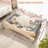 Lit pour chat surélevé en peluche de luxe, hamac confortable pour chat avec cadre en bois massif, coussin en fourrure douce pour chats d'intérieur et petits chiens, toutes saisons