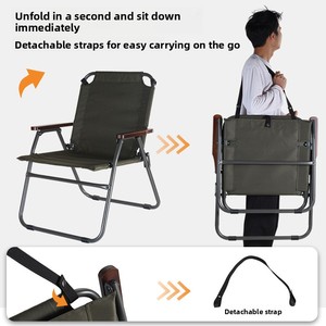 Chaise pliante Kermit extra large en fer avec accoudoirs, mobilier d'extérieur pour <span class=keywords><strong>camping</strong></span>, plage, pique-nique, pêche - Offre Spéciale - Product Image 6