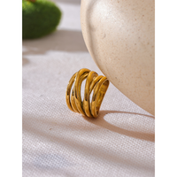JINYOU 3340 Edelstahl 18K PVD-beschichteter Metallring mit geometrischem Design, breiter goldener Ring, trendiger goldfarbener Statement-Schmuck
