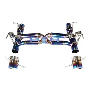 ท่อไอเสีย Vortex Titanium Valvetronic สำหรับ Ferrari 488 GTB Spider สีฟ้าเบิร์นท์ พร้อมท่อ X และปลายท่อ - Product Image 1