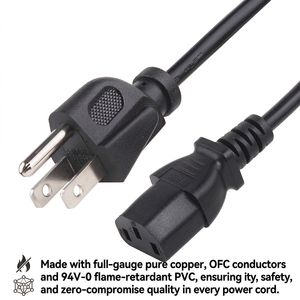 USA <strong>Power</strong> Cord to IEC C13 Nema Cord 5-15P AC <strong>Power</strong> Cords 125V 3 Pin Plug <strong>Cable</strong> Extension for <strong>Computer</strong> <strong>Power</strong> <strong>Cable</strong> - Product Image 1
