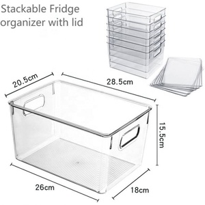 6-Pack Stackable Pet Nhựa thùng với xử lý trong suốt BPA free thực phẩm an toàn nắp cho tủ lạnh tủ đông Nhà Bếp Đựng thức ăn lưu trữ - Product Image 1