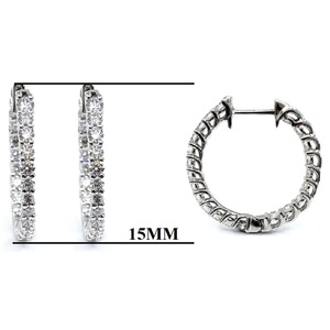 Boucles d'oreilles créoles en or blanc massif 18 carats avec diamants véritables, design élégant, haute qualité, pour femme, cadeau de mariage, fête, vente en gros - Product Image 2