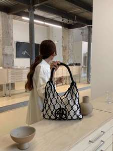 <span class=keywords><strong>Borsa</strong></span> tote in rete intrecciata macramè con fodera in cotone, <span class=keywords><strong>borsa</strong></span> a tracolla estiva da spiaggia per donna - Product Image 4