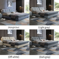 Lit simple moderne, tête de lit double, ensemble de meubles de chambre à coucher, lit king-size, lit queen-size, luxe léger, rangement, cadre en bois massif, haute qualité