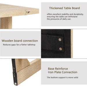 6-Piece Modern Dining <b>Table</b> <b>Set</b> with 4 Chairs <b>and</b> <b>Bench</b> Rubber Wood & MDF Beige Linen Eco-Friendly Durable U-Shaped Base - Product Image 5