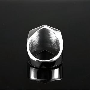 Men's Stainless Steel Hexagon <b>Ring</b> Viking Letters Geometric Design Hip Hop Style Gift Jewelry - Product Image 4
