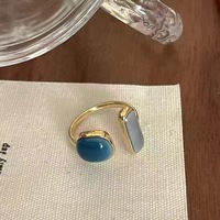Bague émeraude de luxe haut de gamme pour femme Design de niche de style froid avec queue réglable plaqué or ouverture à la mode européenne américaine