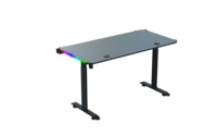 Bureau de jeu réglable en hauteur à moteur unique BEISIJIE AY-2Y, table en fibre de carbone RGB avec base en T