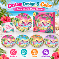 Ensemble de sous-verres en céramique souvenir des Bahamas des Caraïbes avec motif flamant rose et plage tropicale, support en liège, boîte cadeau, fournisseur en gros OEM ODM