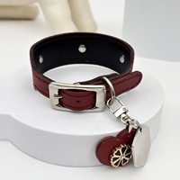 Collier large professionnel en cuir pour chien, pour lévrier, whippet, saluki, en cuir de vachette pleine fleur rouge bordeaux, orné de strass floraux
