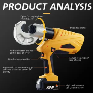 Ez-400/JBYD-400D Batterij Cu50-400mm2 Hydraulische Kabel Crimper Connector Koper Snoerloze Elektrische Krimptang