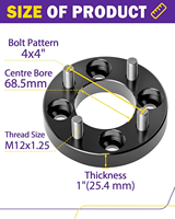 Entretoises de roue de chariot de golf forgées de 1 pouce 4x4\" 4x101.6 pour Yamaha G1 G2 G3 G5 G8 G9 G11 G14 G16 G19 G20 G21 G22 G29 CNC centrées sur le moyeu