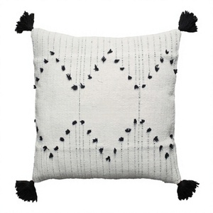 Bohemian Throw <b>Pillow</b> Cover Square Wool Embroidered Floral/Geometric Patterns Tassels Washable Customizable ITHL Brand <b>Decor</b> - Product Image 1