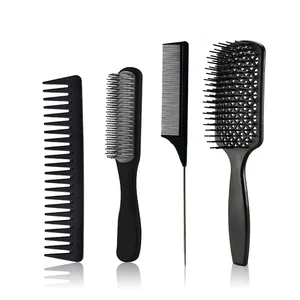 Wholesale Air Bag Comber Hair 4-Pieces Set Big Bend Detangling Comb Hairdressing Anti-static Comb Hair Cutting Comb Set