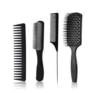 Venta al por mayor bolsa de aire peine de pelo Conjunto de 4 piezas gran curva desenredante peine de peluquería peine antiestático conjunto de Peine de corte de pelo - Product Image 1