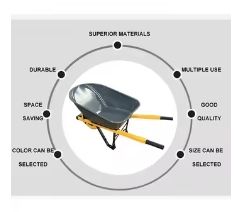 Brouette en acier TIANHAIDA 200kg avec poignée carrée WB6001 robuste Durable renforcer la brouette de roue en béton industriel - Product Image 3