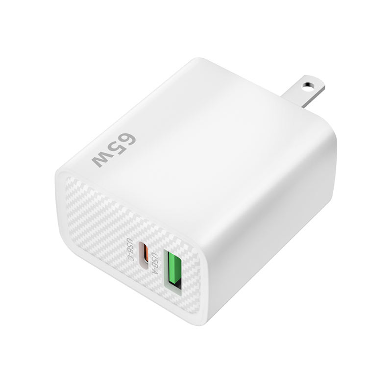 White USB Charger A+C 65W
