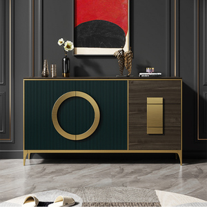 Buffet en bois de style américain-italien de luxe, meuble d'entrée de luxe léger, cloison avec porte à battants pour le rangement du salon - Product Image 3