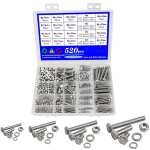Stainless Steel Bolt And Nut Set 520pcs M3 M4 M5 M6 Hex Bolts Nuts Washers Assortment Kit For Repair And Assembly - Product Image 1