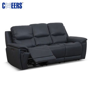 MANWAH CHEERS 321 Juego de sofá reclinable moderno de cuero genuino con altavoces Bluetooth Almacenamiento Apartamento Muebles de sala de estar - Product Image 2