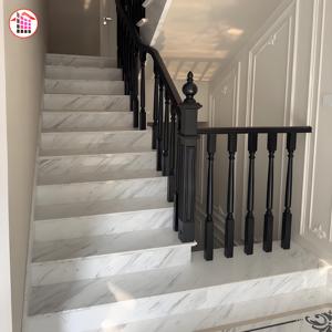 Escalier en <span class=keywords><strong>marbre</strong></span> blanc naturel personnalisé avec marches décoratives en pierre pour une résidence haut de gamme, <span class=keywords><strong>marbre</strong></span> blanc Volakas pour escaliers - Product Image 4