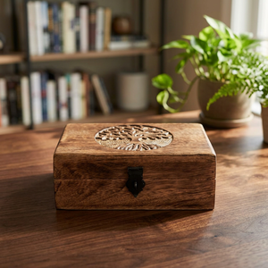 Handmade Solid Mango <b>Wood</b> <b>Carved</b> Multi-Purpose Storage <b>Box</b> 8x5x3 Inches Rectangle Antique Decor Home Decoration Bashir Exports - Product Image 3